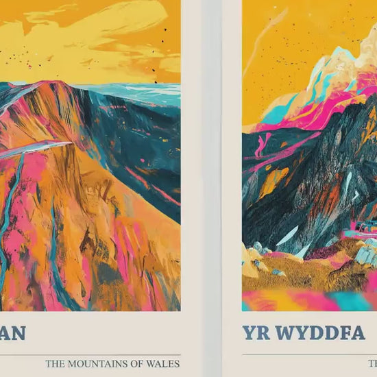 Set of Three Peaks of Wales Travel Posters V3 - Cadair Idris, Yr Wyddfa, Pen y Fan - 3 Art Prints Photo Painting Illustration Gift Visit Map