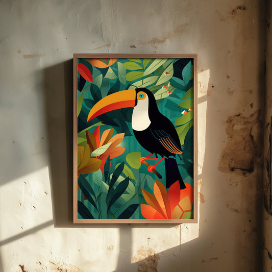 Toucan Art Print - Tropical Jungle Illustration - Rainforest Bird Poster