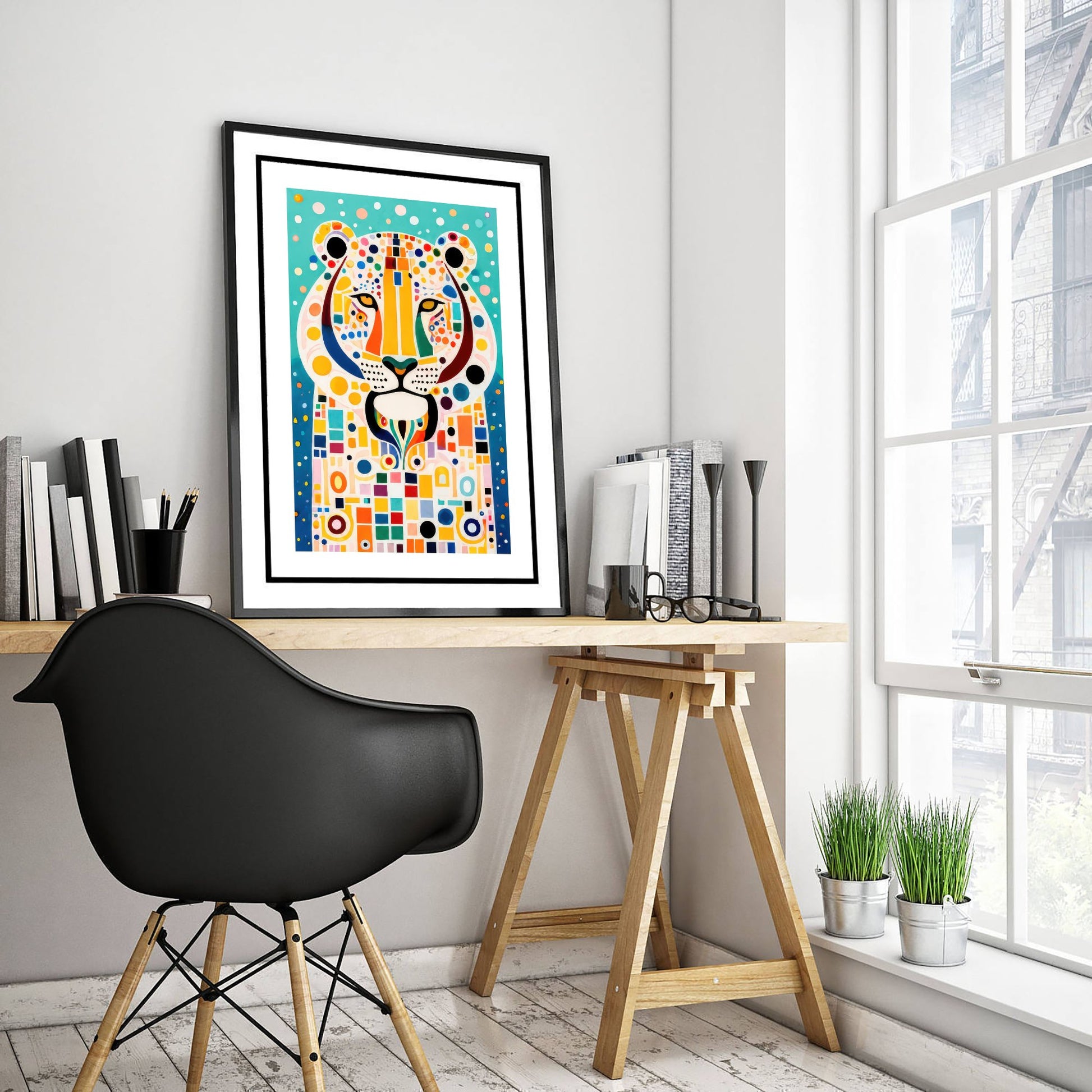 Rainbow Cheetah Art Print - Colourful Big Cat Poster - Bold Folk Art Illustration - Cheetah Wall Art 2/3