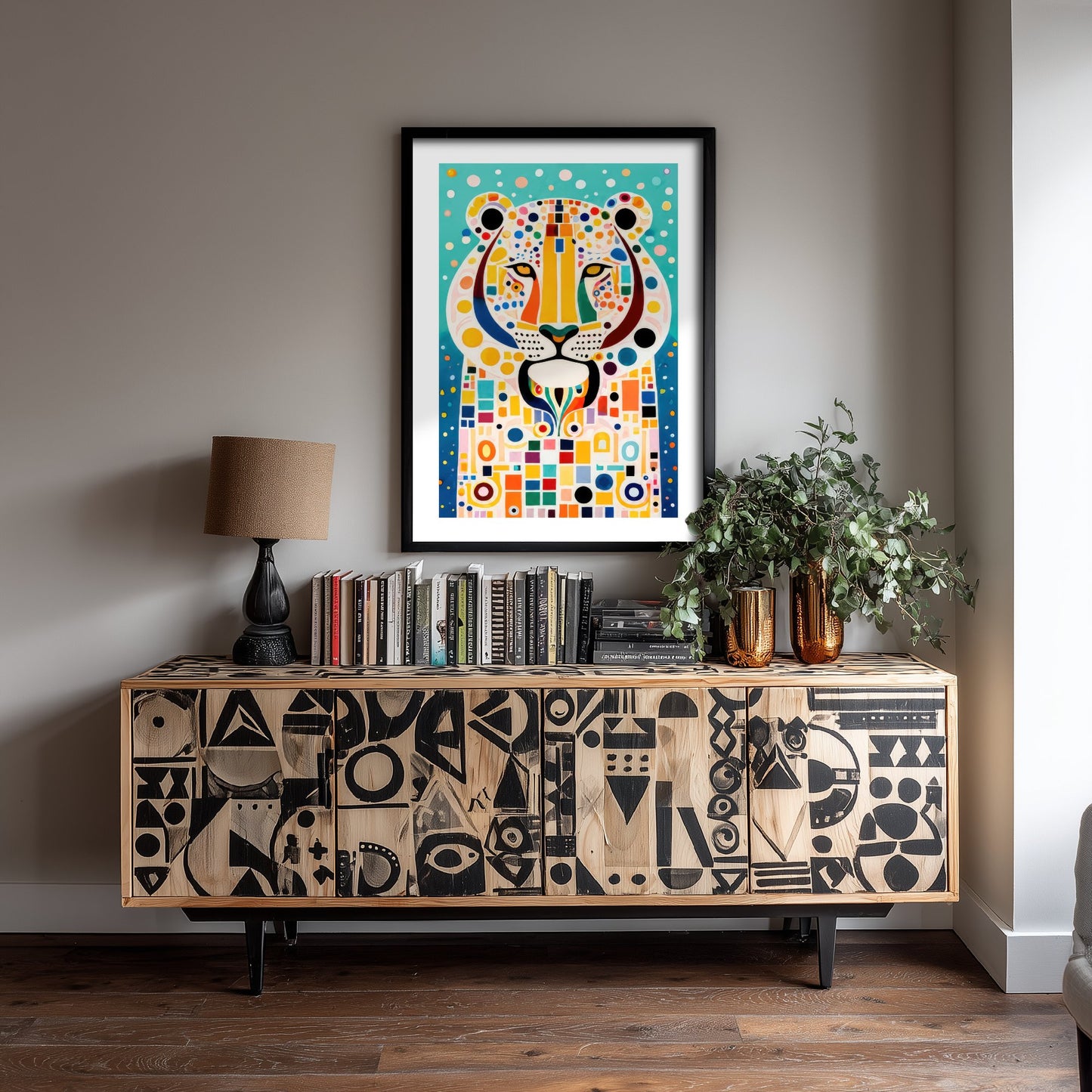 Rainbow Cheetah Art Print - Colourful Big Cat Poster - Bold Folk Art Illustration - Cheetah Wall Art 2/3
