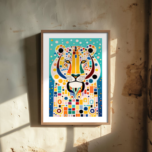 Rainbow Cheetah Art Print - Colourful Big Cat Poster - Bold Folk Art Illustration - Cheetah Wall Art 2/3