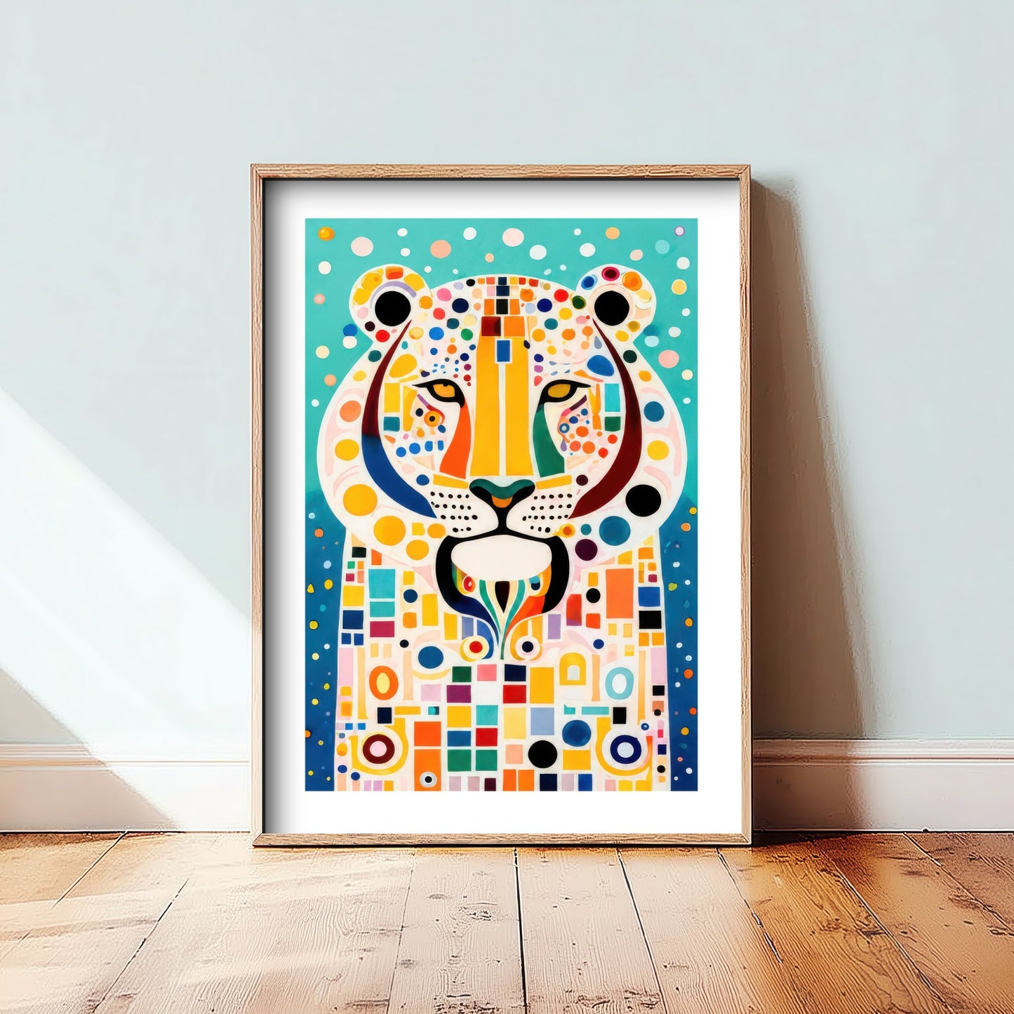 Rainbow Cheetah Art Print - Colourful Big Cat Poster - Bold Folk Art Illustration - Cheetah Wall Art 2/3