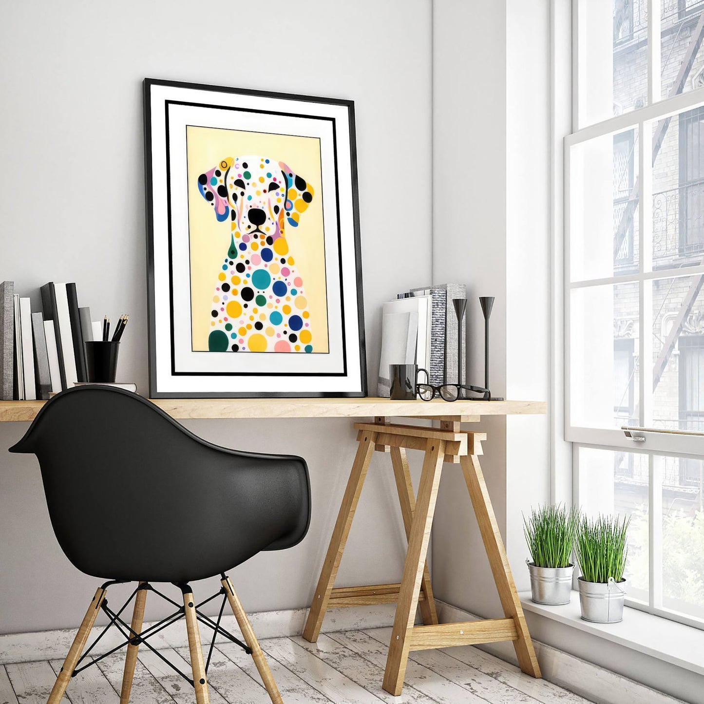 Rainbow Dalmatian Art Print - Colourful Dog Poster - Polka Dot Painting - Dalmatian Portrait 1/3