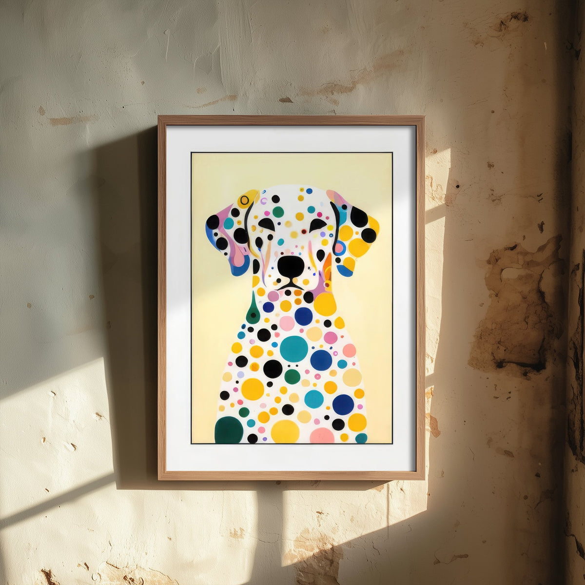 Rainbow Dalmatian Art Print - Colourful Dog Poster - Polka Dot Painting - Dalmatian Portrait 1/3