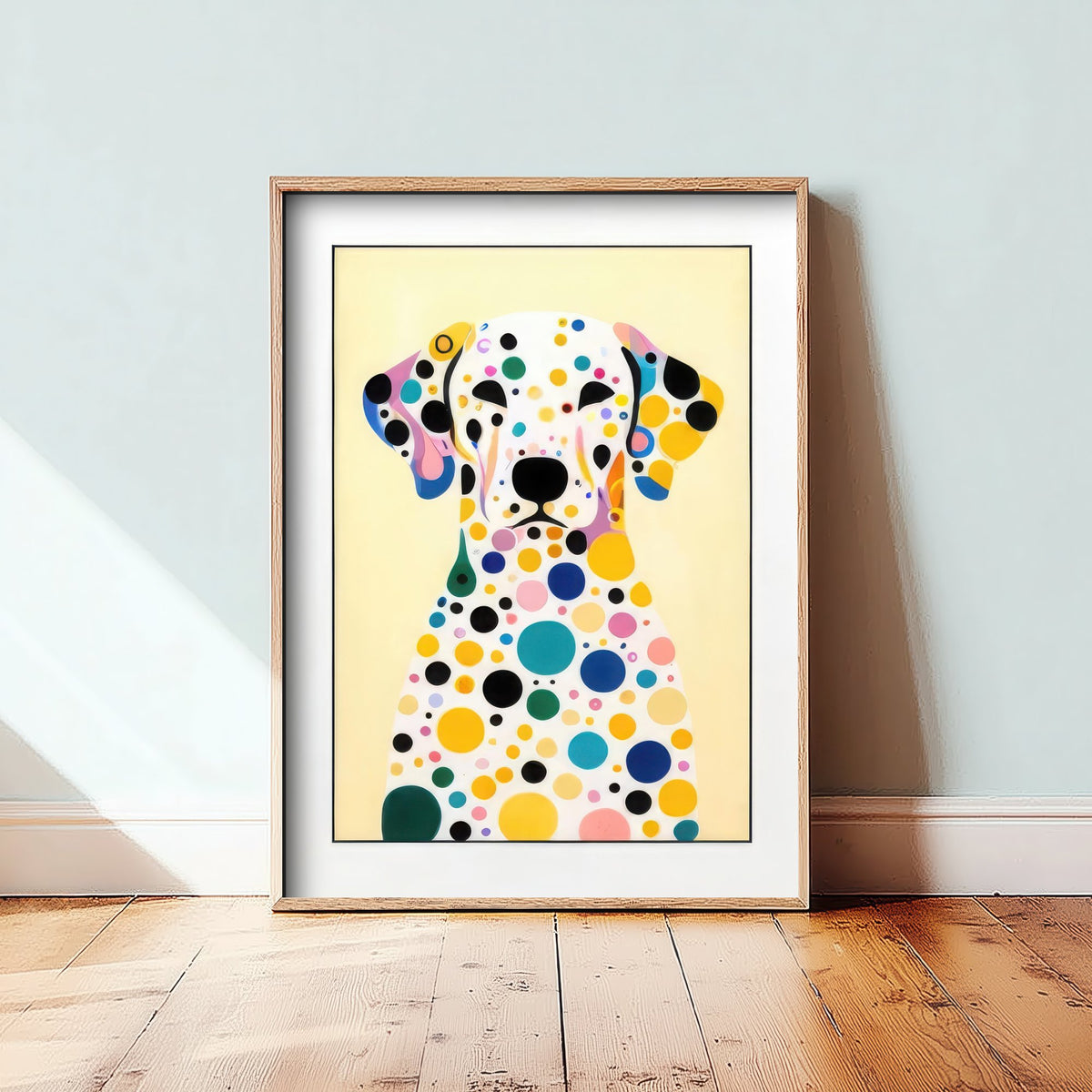 Rainbow Dalmatian Art Print - Colourful Dog Poster - Polka Dot Painting - Dalmatian Portrait 1/3