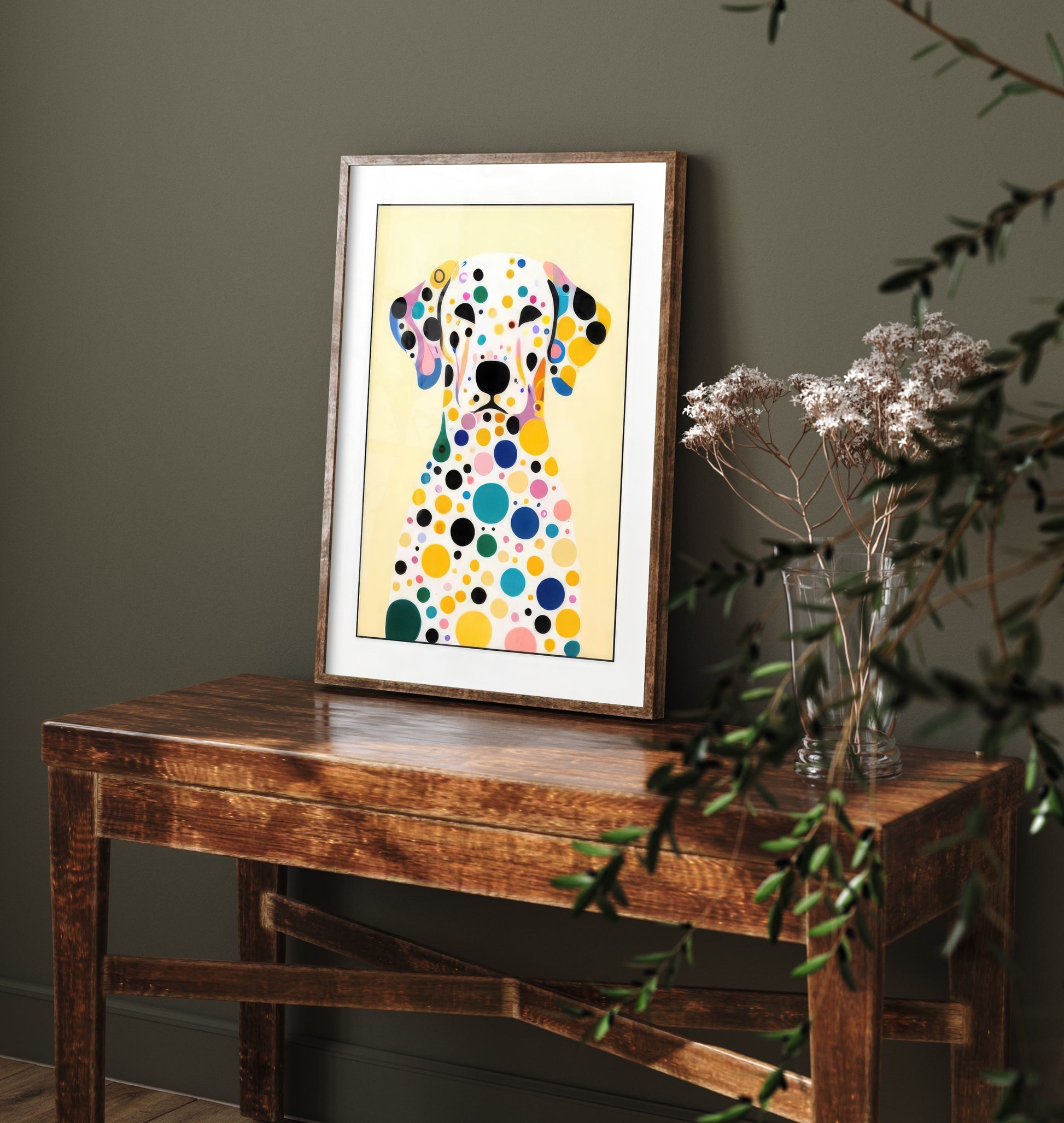 Rainbow Dalmatian Art Print - Colourful Dog Poster - Polka Dot Painting - Dalmatian Portrait 1/3