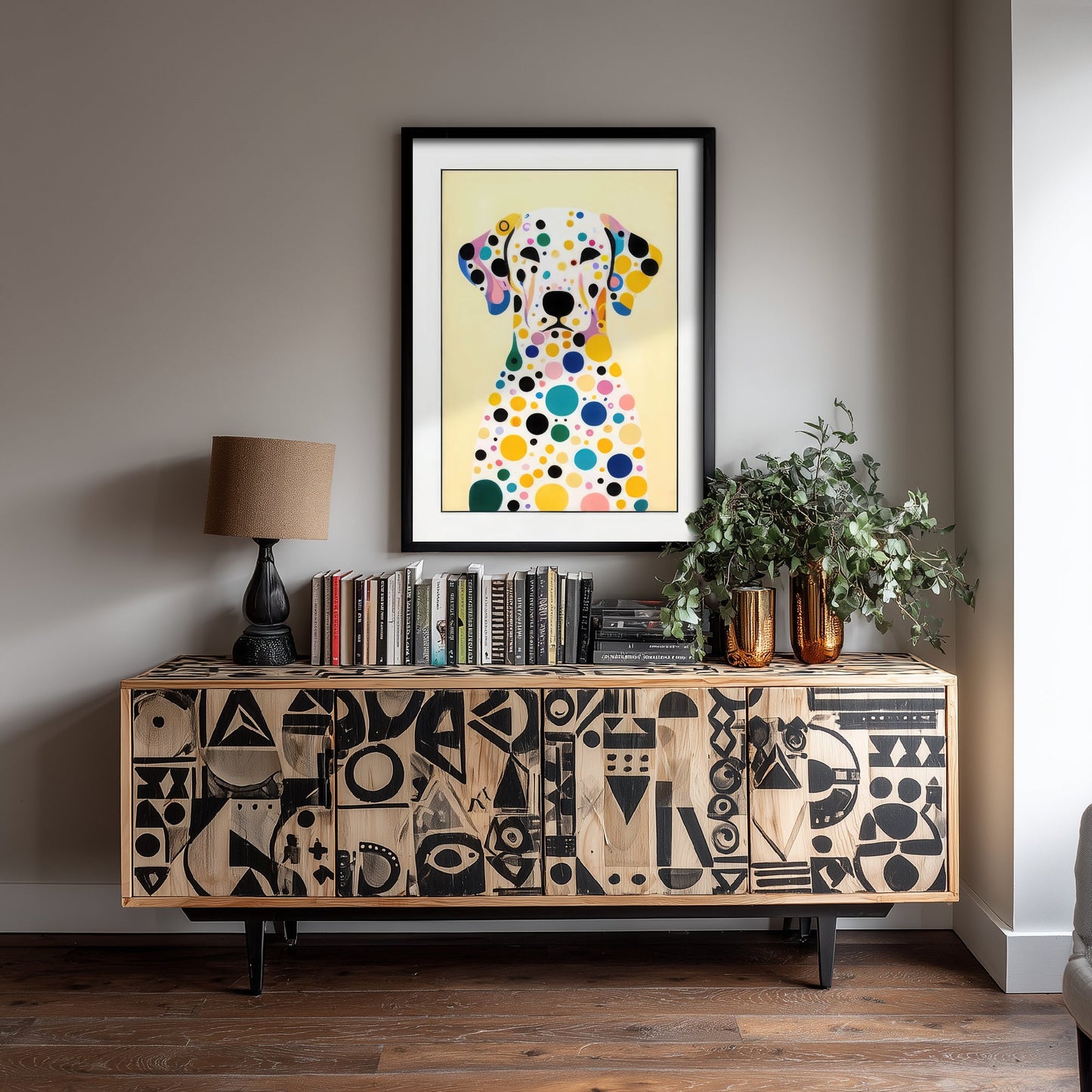 Rainbow Dalmatian Art Print - Colourful Dog Poster - Polka Dot Painting - Dalmatian Portrait 1/3