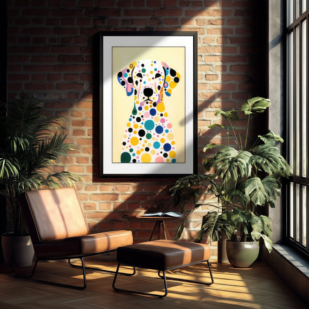 Rainbow Dalmatian Art Print - Colourful Dog Poster - Polka Dot Painting - Dalmatian Portrait 1/3