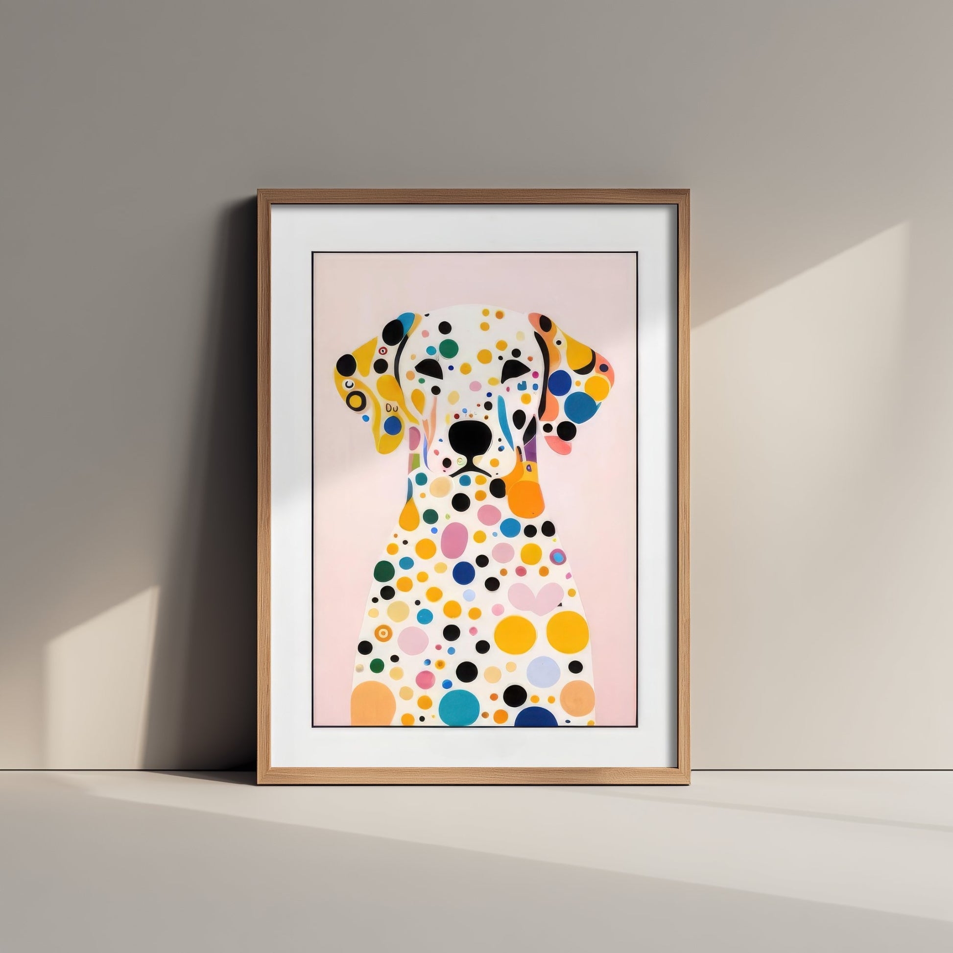 Rainbow Dalmatian Art Print - Colourful Dog Poster - Polka Dot Painting - Pink Dalmatian Portrait 2/3
