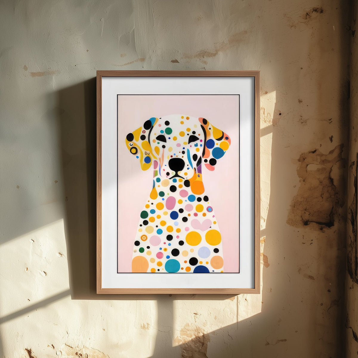 Rainbow Dalmatian Art Print - Colourful Dog Poster - Polka Dot Painting - Pink Dalmatian Portrait 2/3