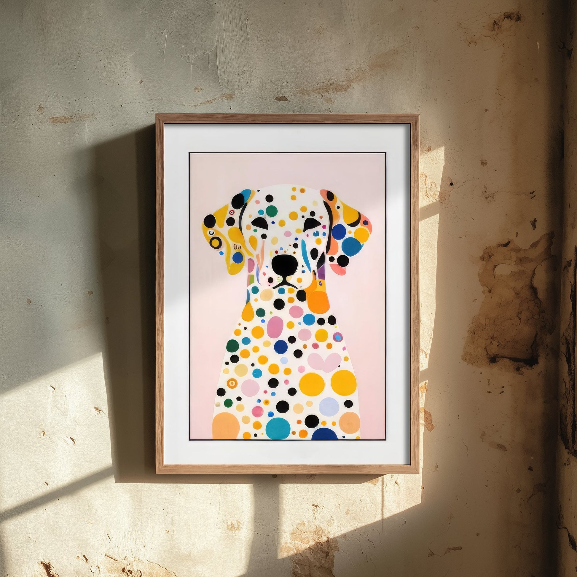 Rainbow Dalmatian Art Print - Colourful Dog Poster - Polka Dot Painting - Pink Dalmatian Portrait 2/3