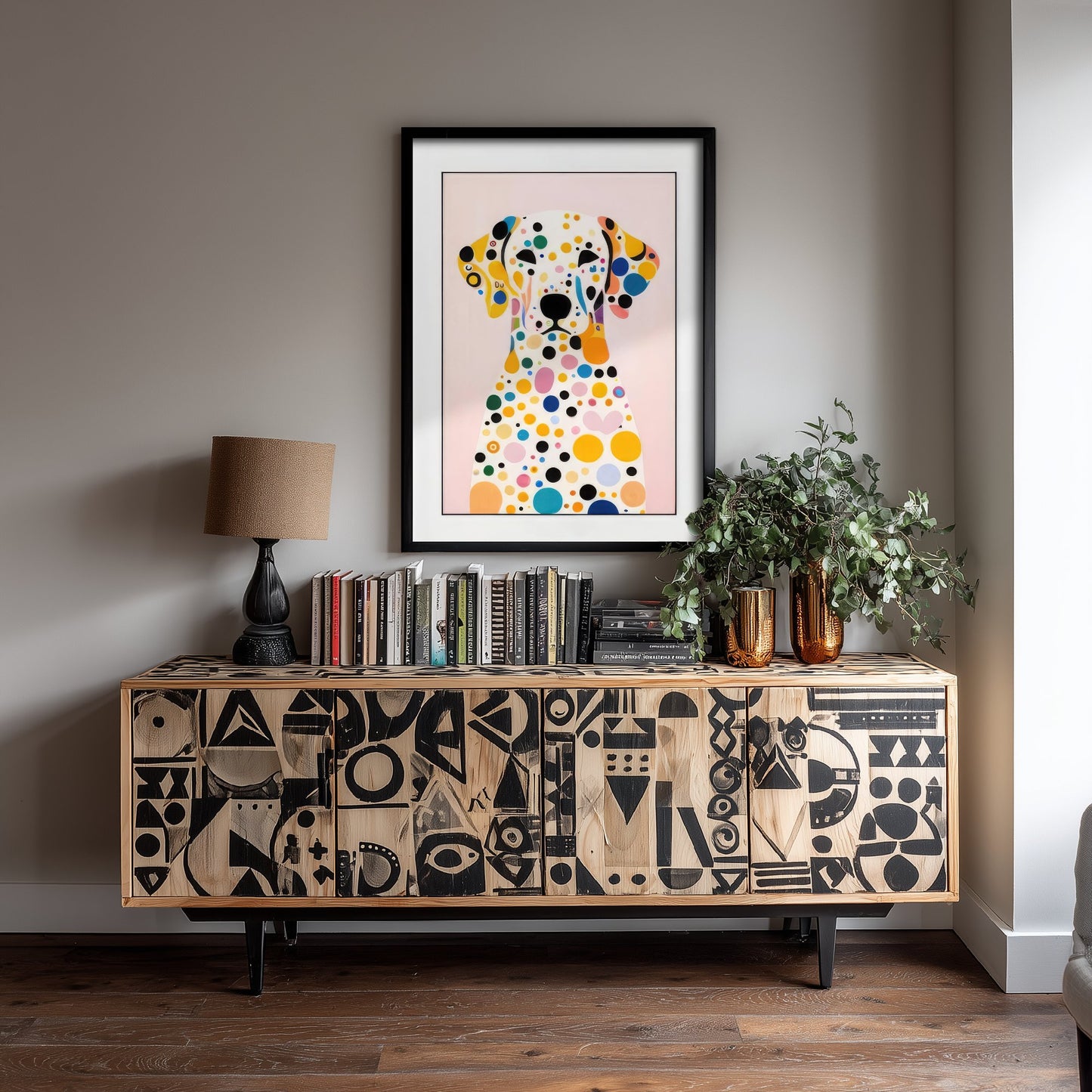 Rainbow Dalmatian Art Print - Colourful Dog Poster - Polka Dot Painting - Pink Dalmatian Portrait 2/3