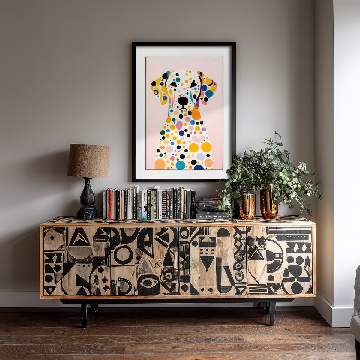 Rainbow Dalmatian Art Print - Colourful Dog Poster - Polka Dot Painting - Pink Dalmatian Portrait 2/3