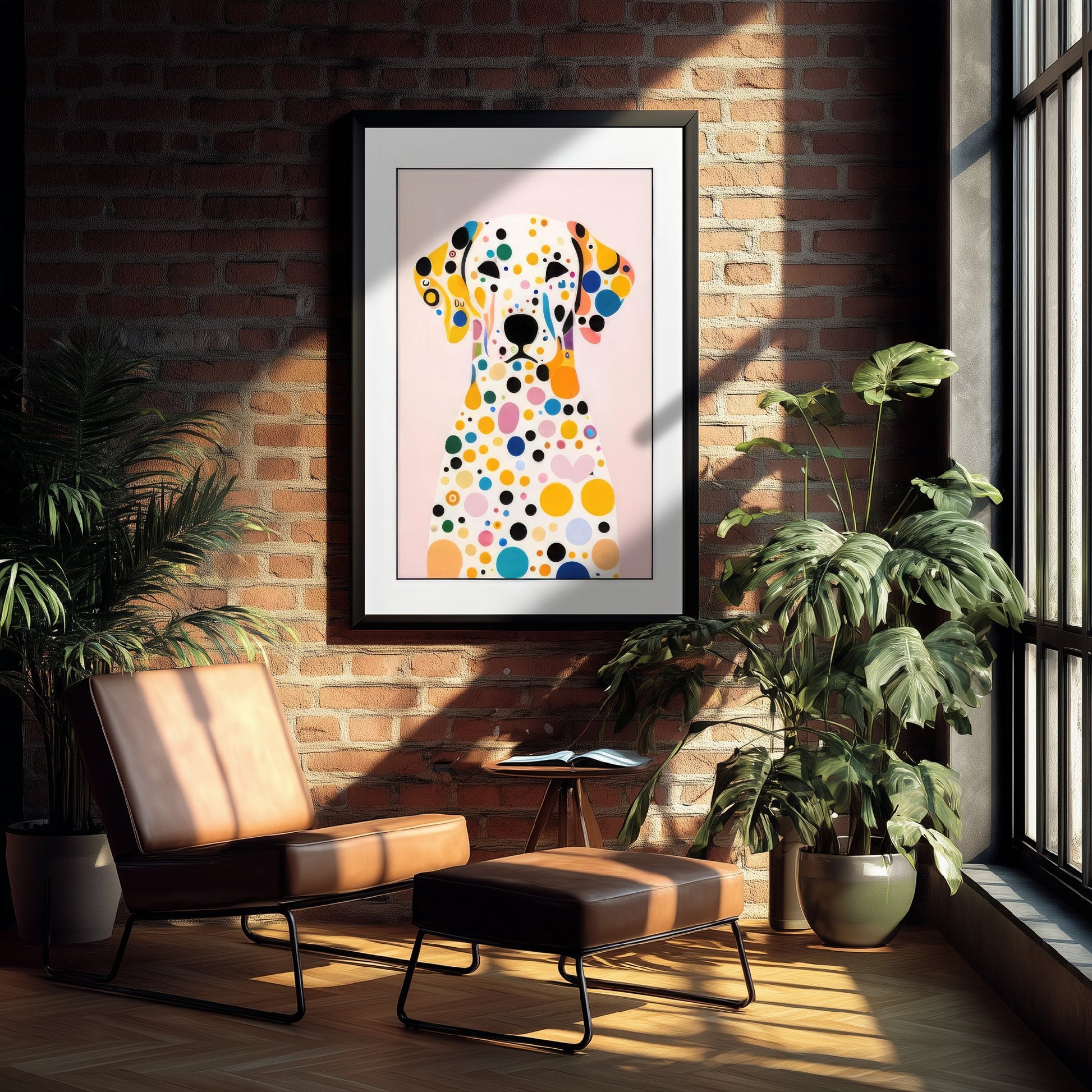 Rainbow Dalmatian Art Print - Colourful Dog Poster - Polka Dot Painting - Pink Dalmatian Portrait 2/3