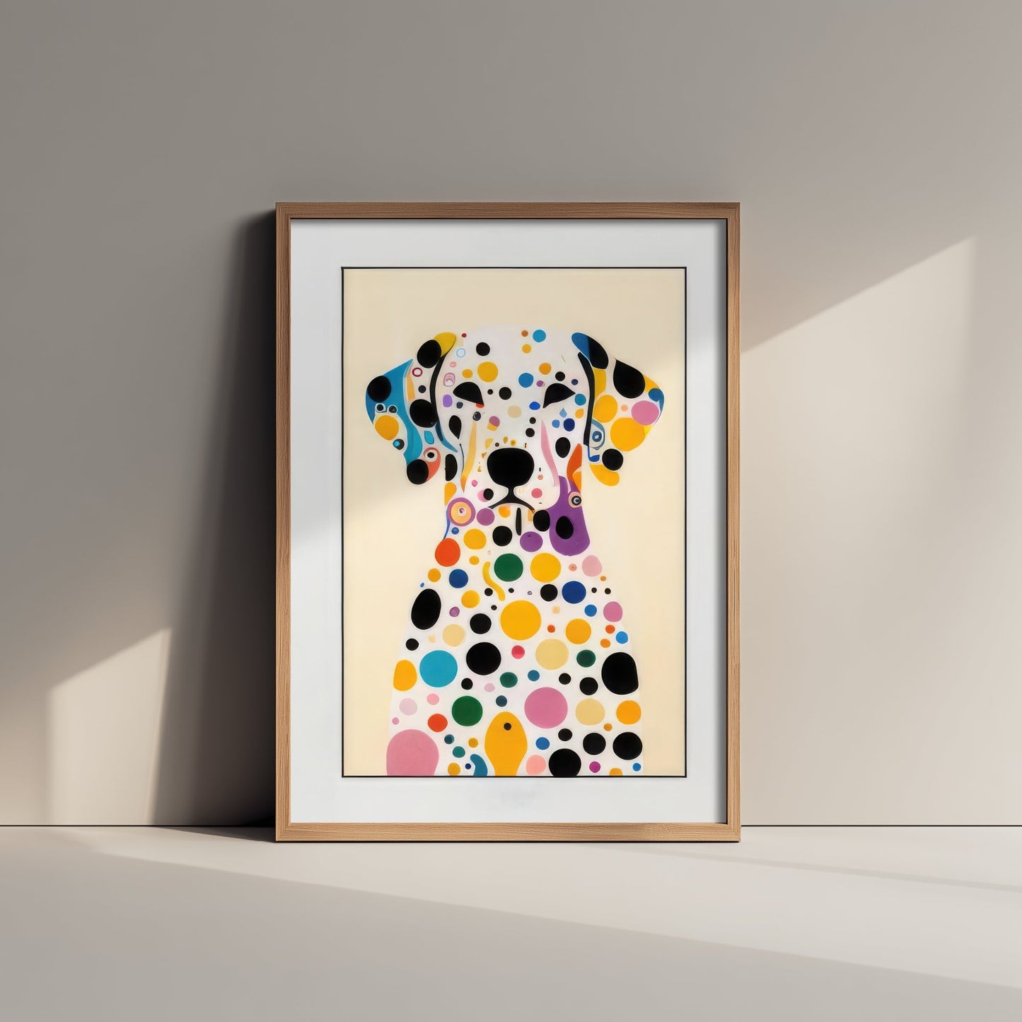 Rainbow Dalmatian Art Print - Colourful Dog Poster - Polka Dot Painting - Spotty Dog Portrait 3/3