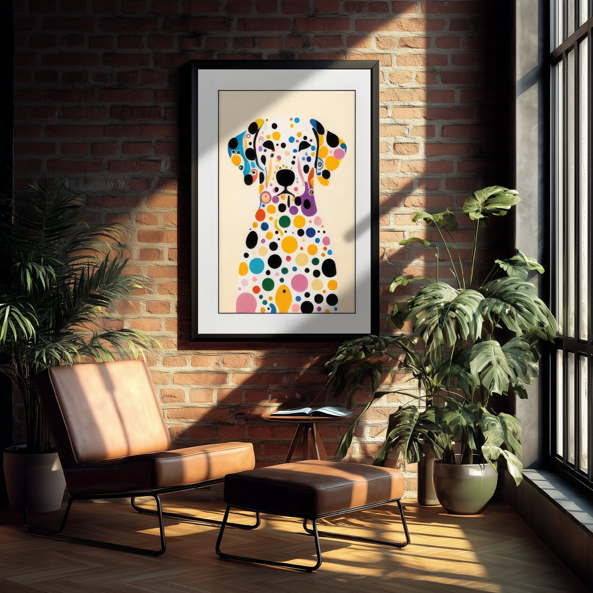 Rainbow Dalmatian Art Print - Colourful Dog Poster - Polka Dot Painting - Spotty Dog Portrait 3/3