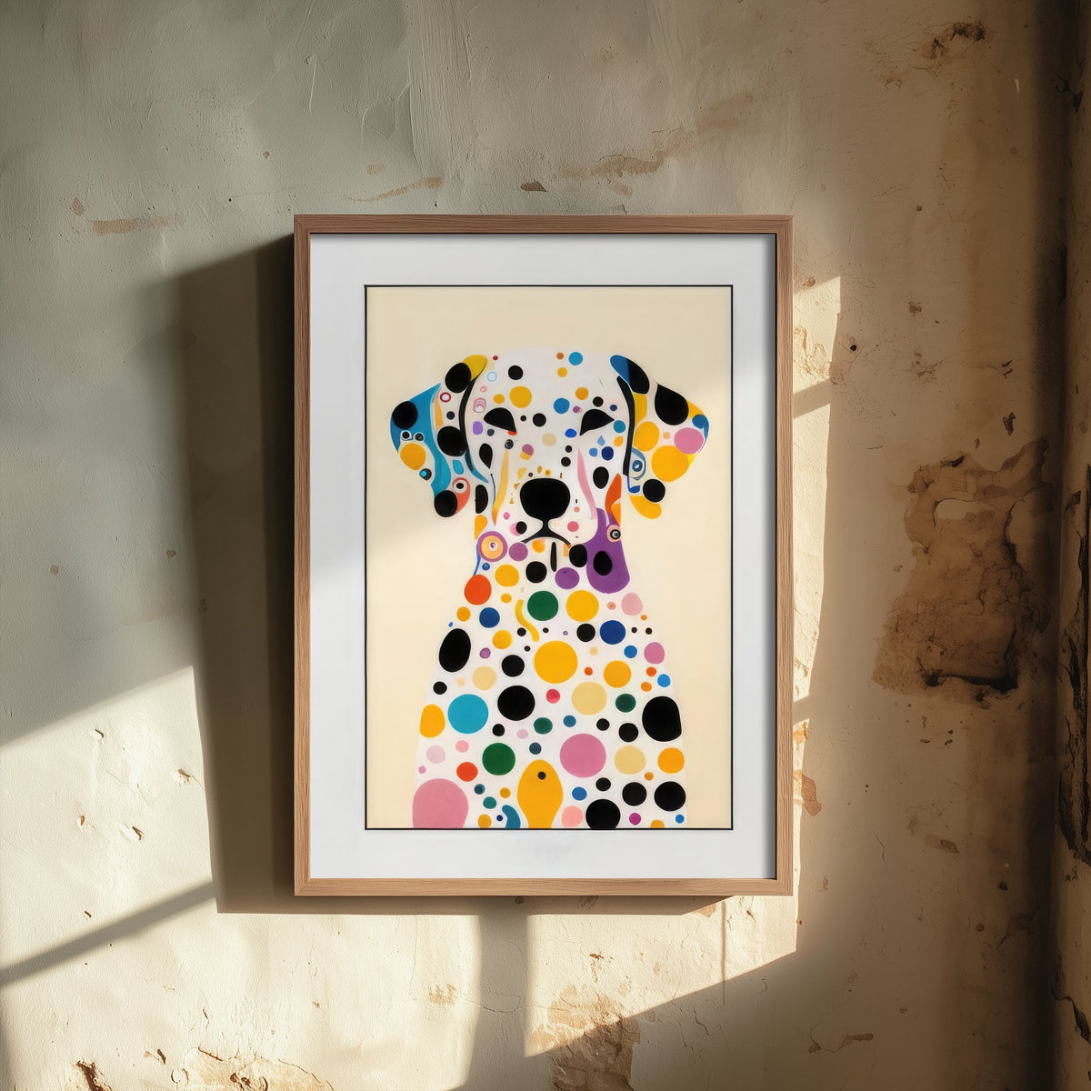 Rainbow Dalmatian Art Print - Colourful Dog Poster - Polka Dot Painting - Spotty Dog Portrait 3/3