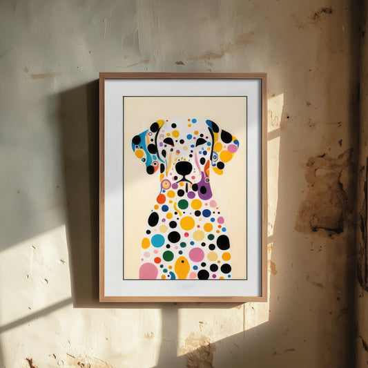 Rainbow Dalmatian Art Print - Colourful Dog Poster - Polka Dot Painting - Spotty Dog Portrait 3/3