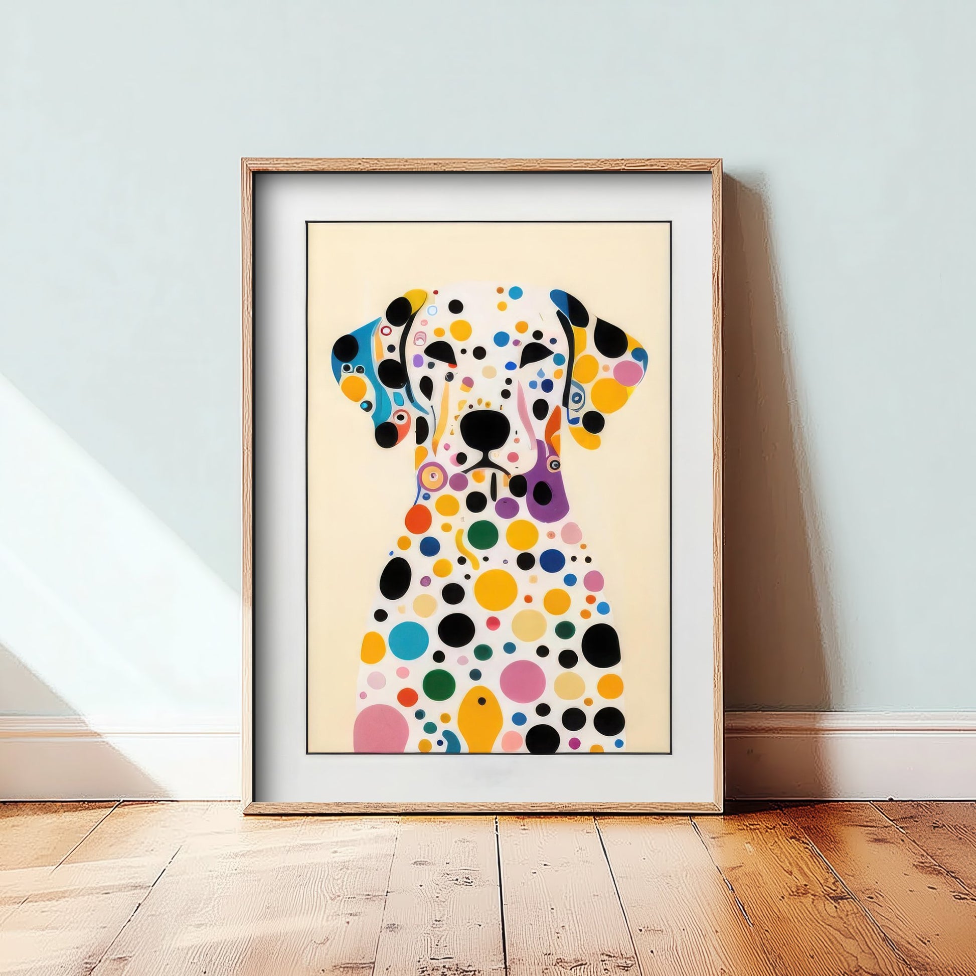 Rainbow Dalmatian Art Print - Colourful Dog Poster - Polka Dot Painting - Spotty Dog Portrait 3/3