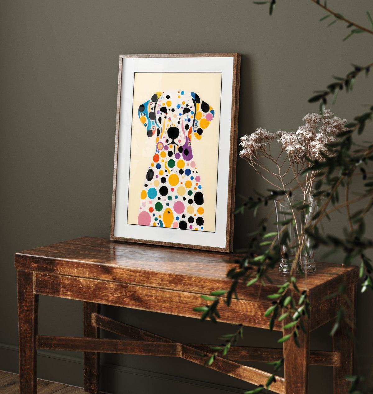 Rainbow Dalmatian Art Print - Colourful Dog Poster - Polka Dot Painting - Spotty Dog Portrait 3/3