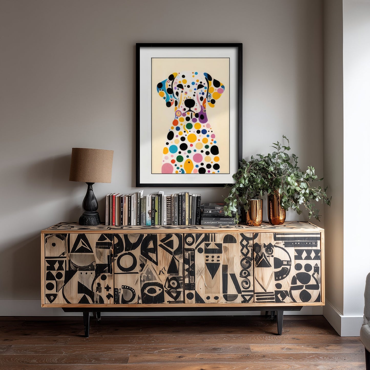 Rainbow Dalmatian Art Print - Colourful Dog Poster - Polka Dot Painting - Spotty Dog Portrait 3/3