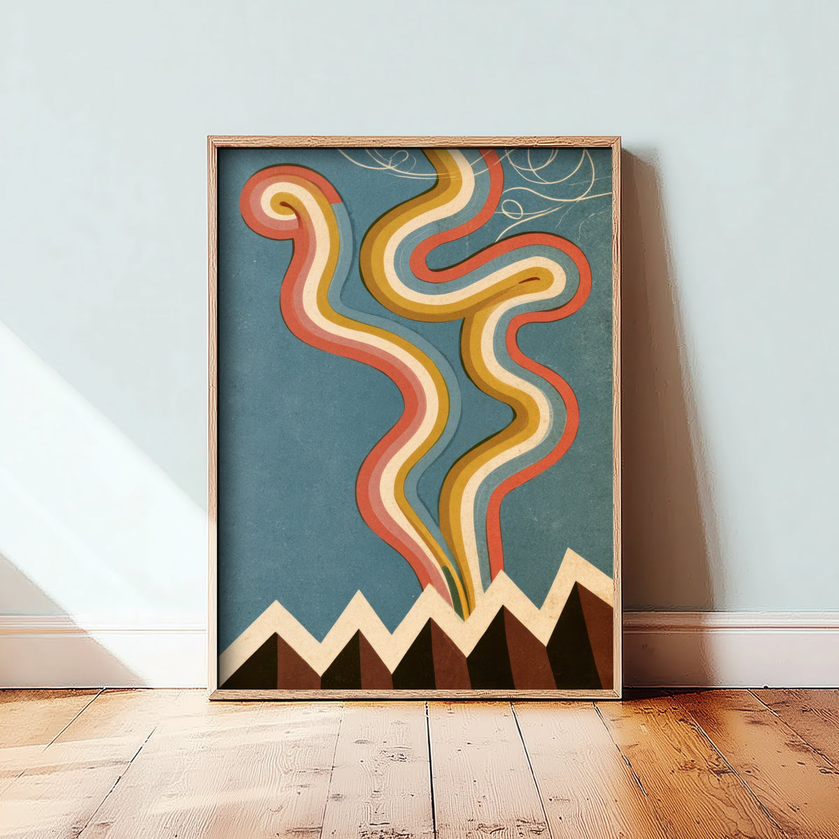 Accordion Bellows Art Print - Abstract Squeezebox Poster - Retro Rainbow Music Illustration 1/3