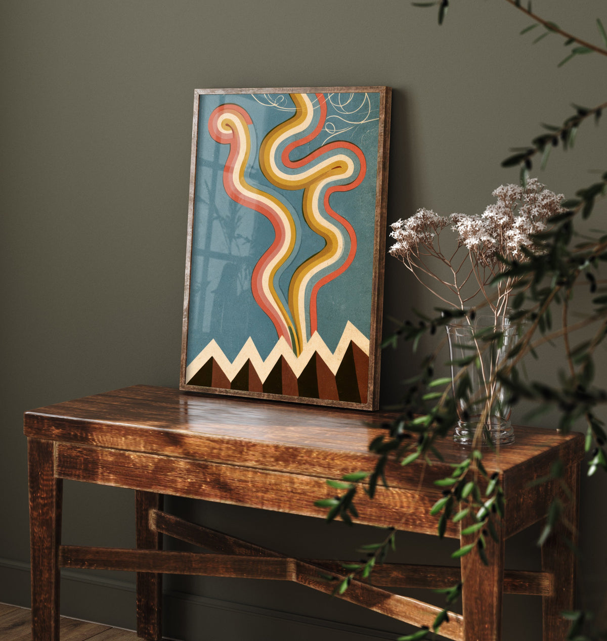 Accordion Bellows Art Print - Abstract Squeezebox Poster - Retro Rainbow Music Illustration 1/3