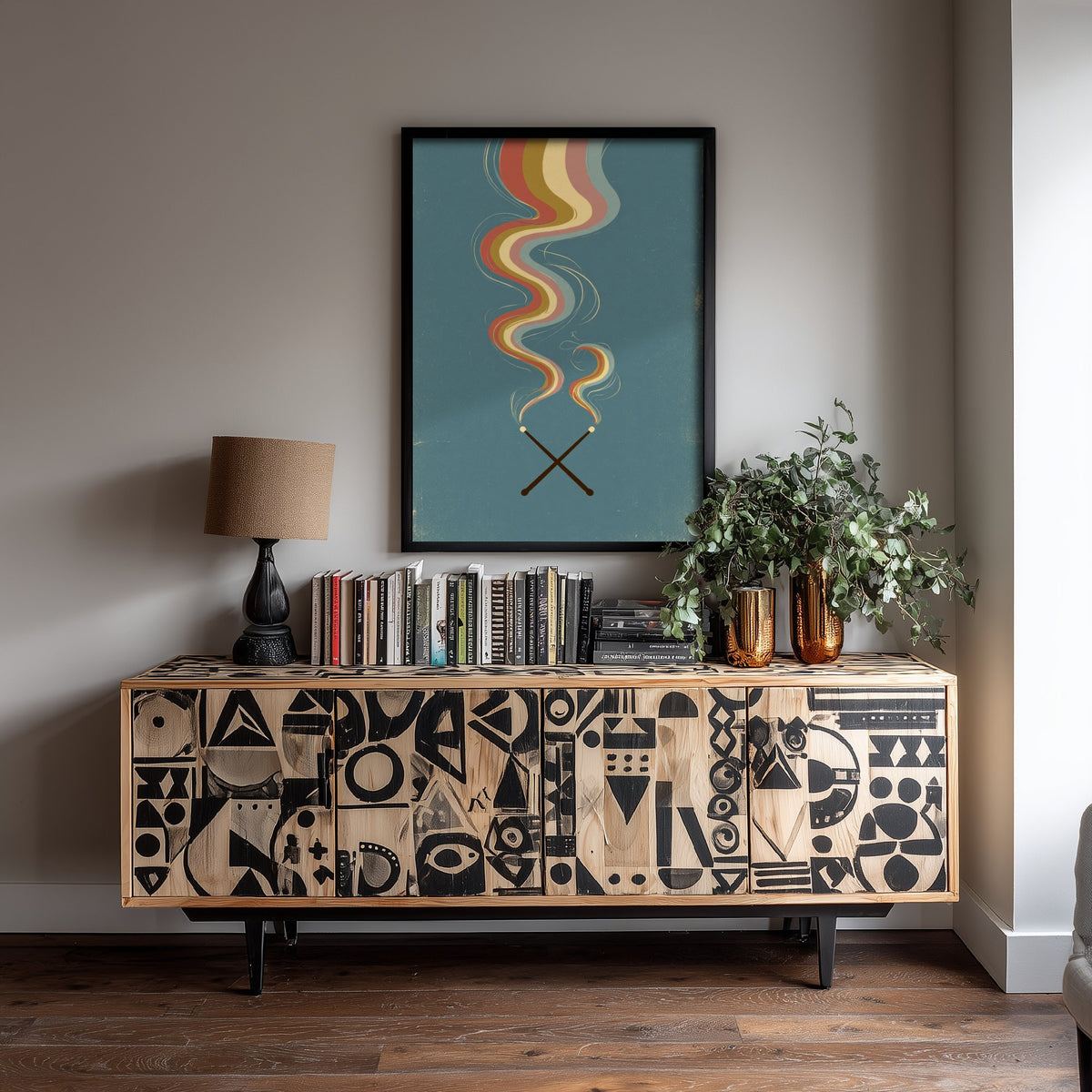 Crossed Drumsticks Art Print - Drummer Poster - Rainbow Smoke Percussion Illustration 1/3