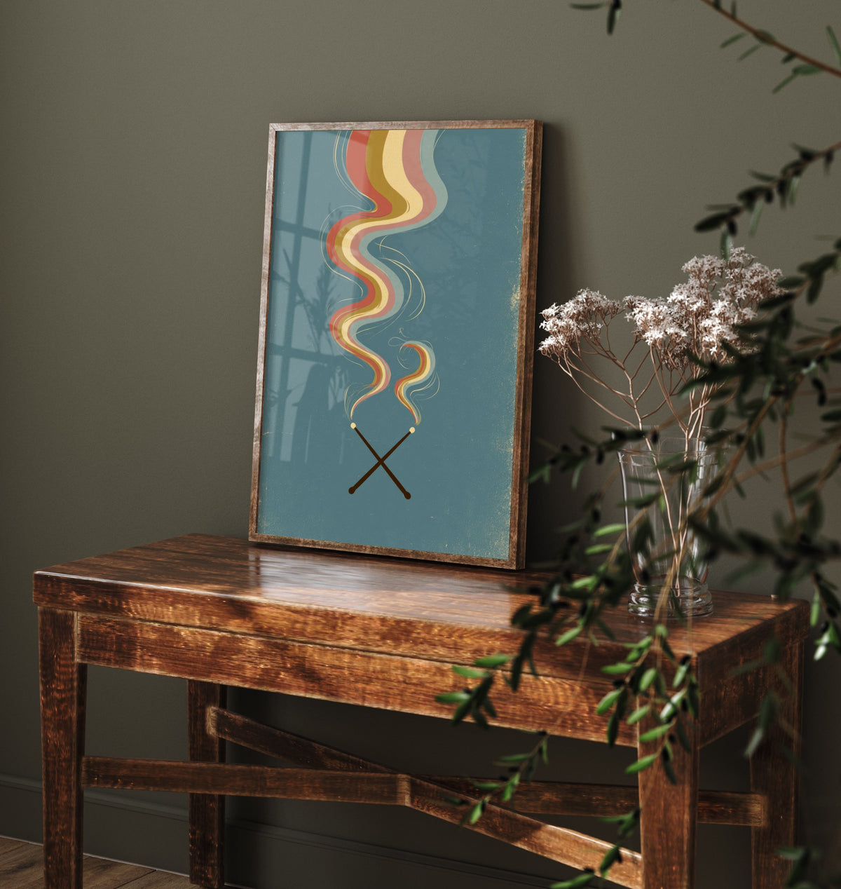 Crossed Drumsticks Art Print - Drummer Poster - Rainbow Smoke Percussion Illustration 1/3