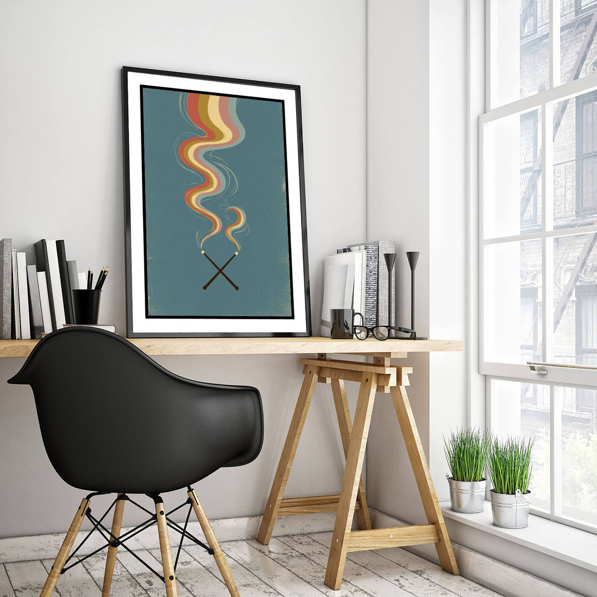 Crossed Drumsticks Art Print - Drummer Poster - Rainbow Smoke Percussion Illustration 1/3