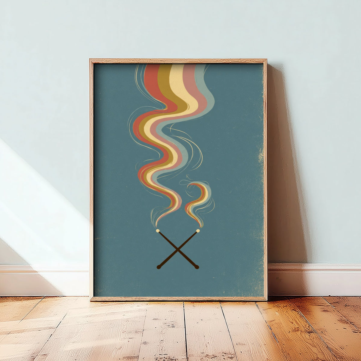 Crossed Drumsticks Art Print - Drummer Poster - Rainbow Smoke Percussion Illustration 1/3