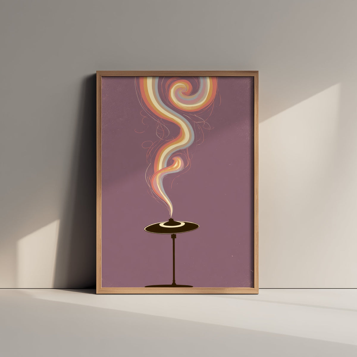 Cymbal Art Print - Mauve Minimal Drum Kit Poster - Rainbow Spiral Illustration 3/3