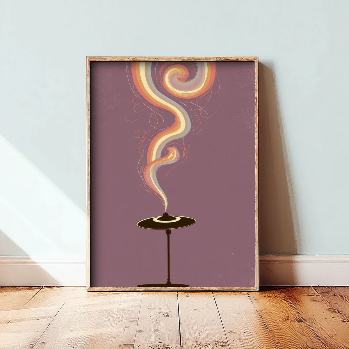 Cymbal Art Print - Mauve Minimal Drum Kit Poster - Rainbow Spiral Illustration 3/3
