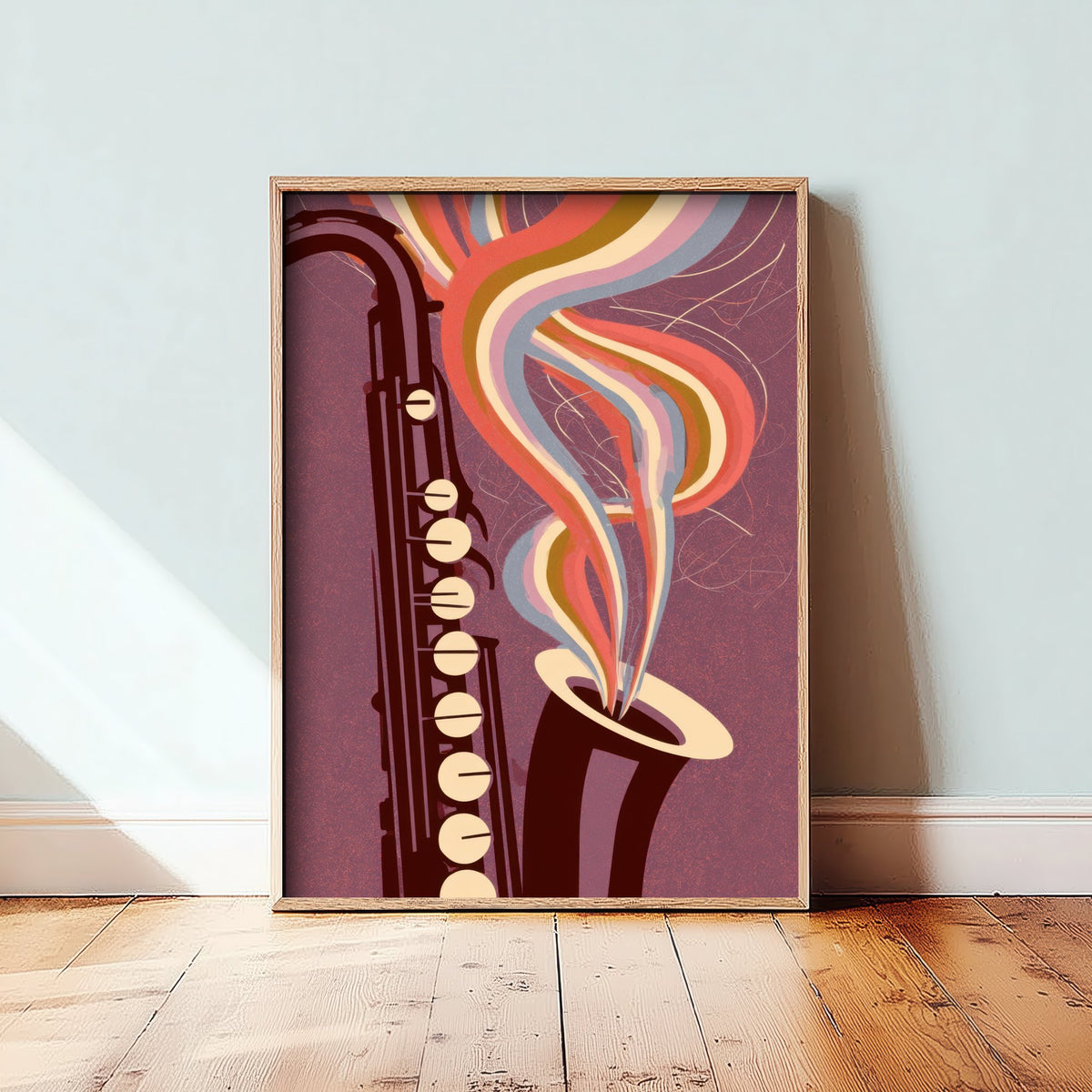 Saxophone Keys Art Print - Close Up Sax Bell Poster - Plum Jazz Illustration 3/3