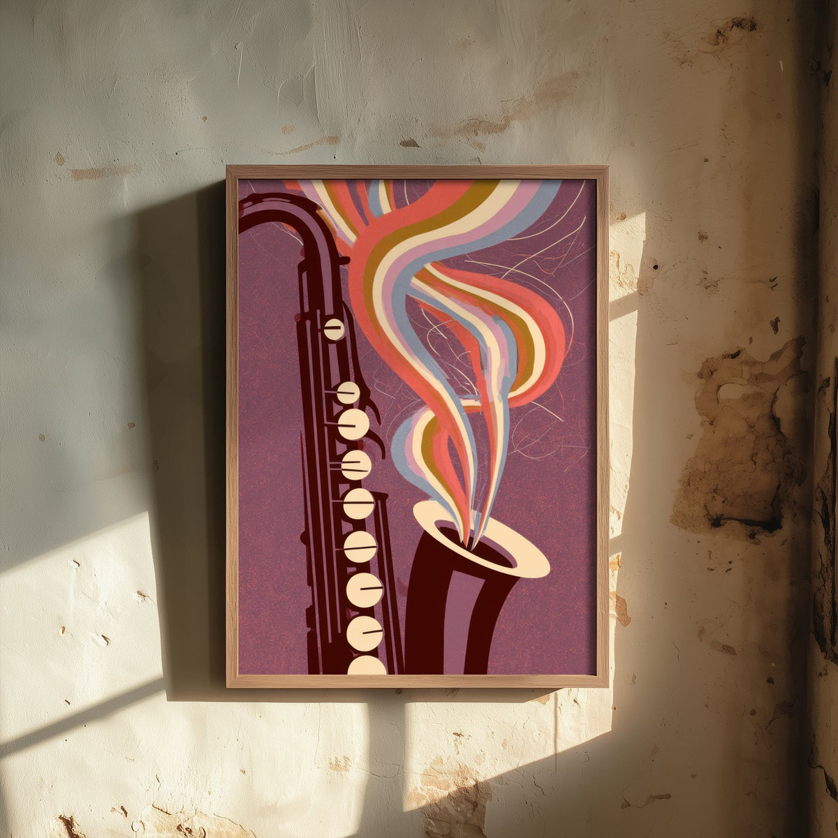 Saxophone Keys Art Print - Close Up Sax Bell Poster - Plum Jazz Illustration 3/3