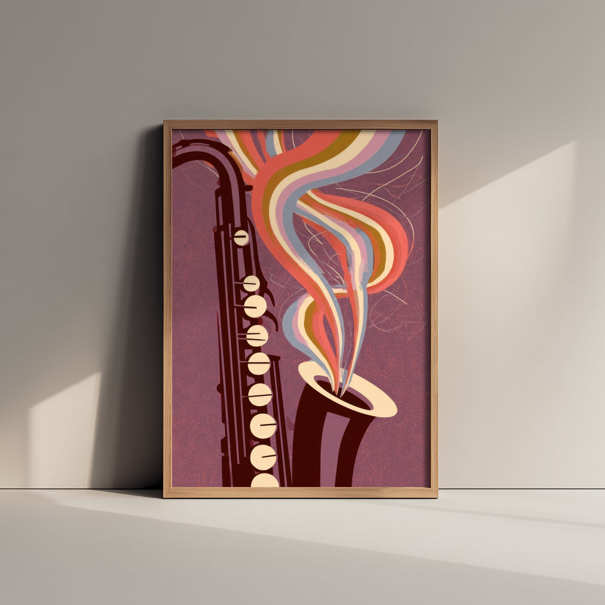 Saxophone Keys Art Print - Close Up Sax Bell Poster - Plum Jazz Illustration 3/3