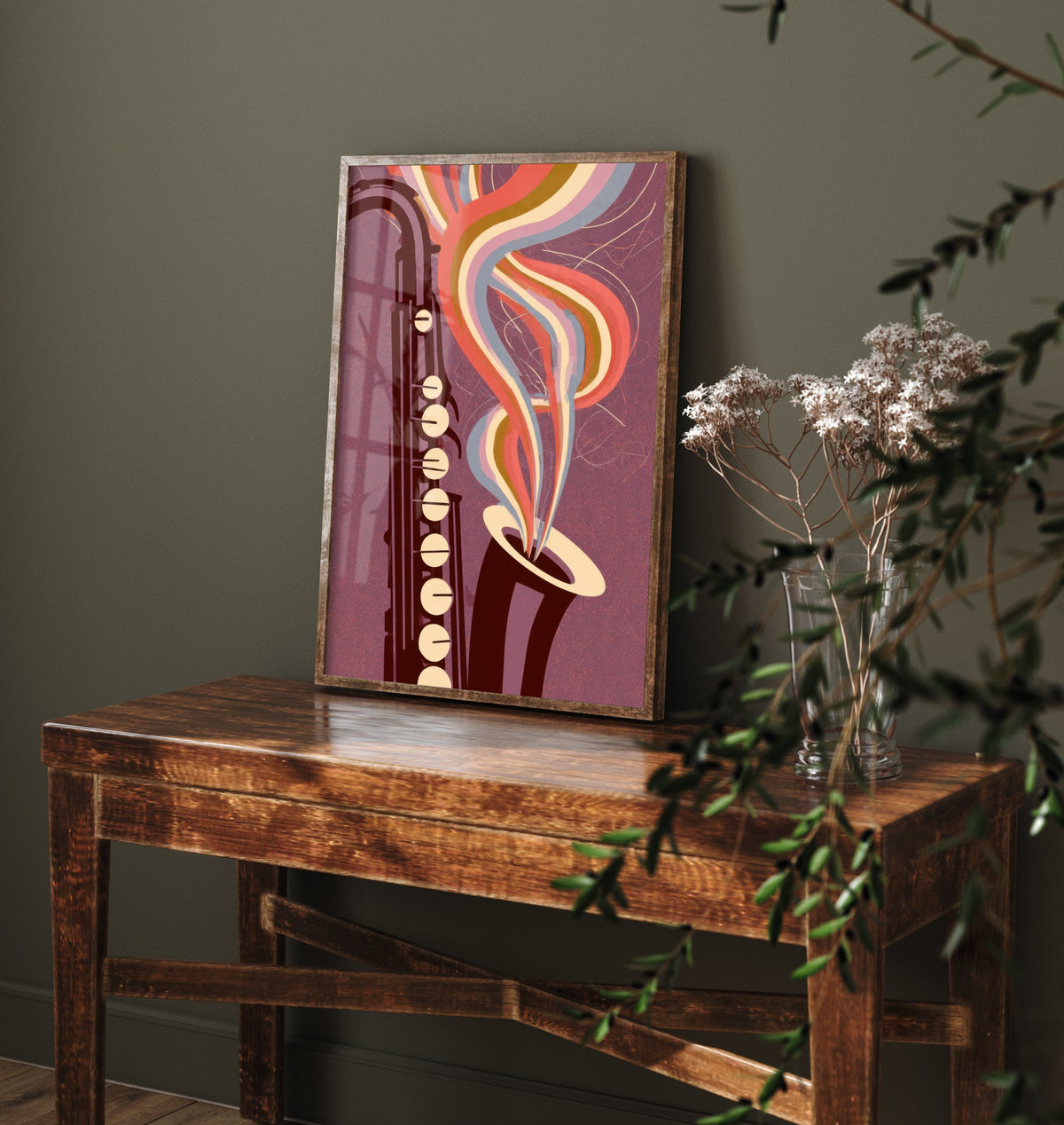 Saxophone Keys Art Print - Close Up Sax Bell Poster - Plum Jazz Illustration 3/3