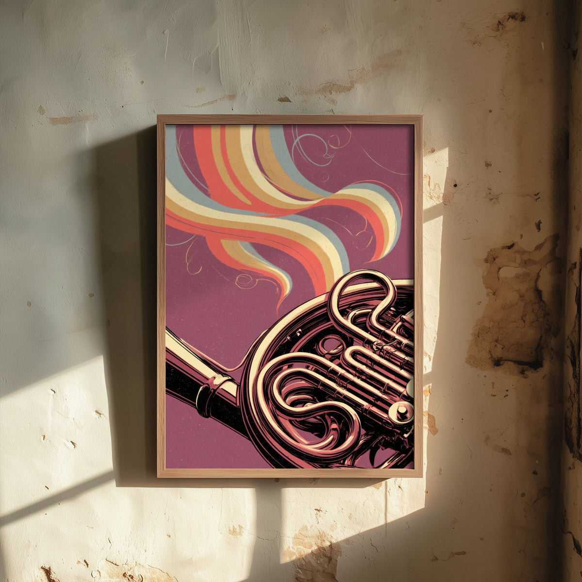 French Horn Coils Art Print - Brass Tubing Close Up Poster - Rose Copper Music Illustration 3/3