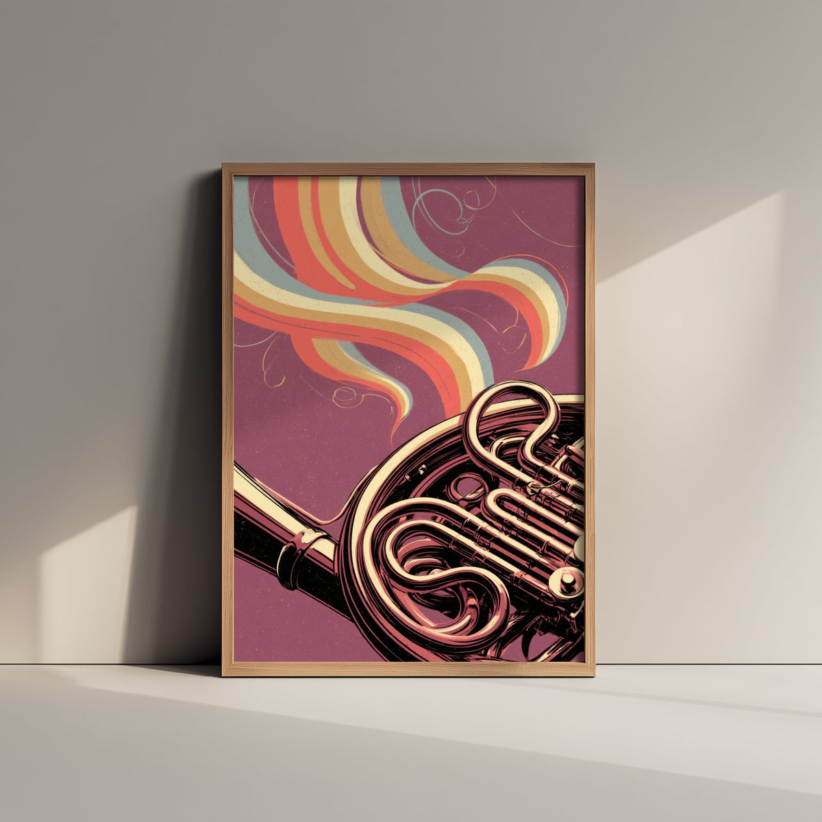 French Horn Coils Art Print - Brass Tubing Close Up Poster - Rose Copper Music Illustration 3/3