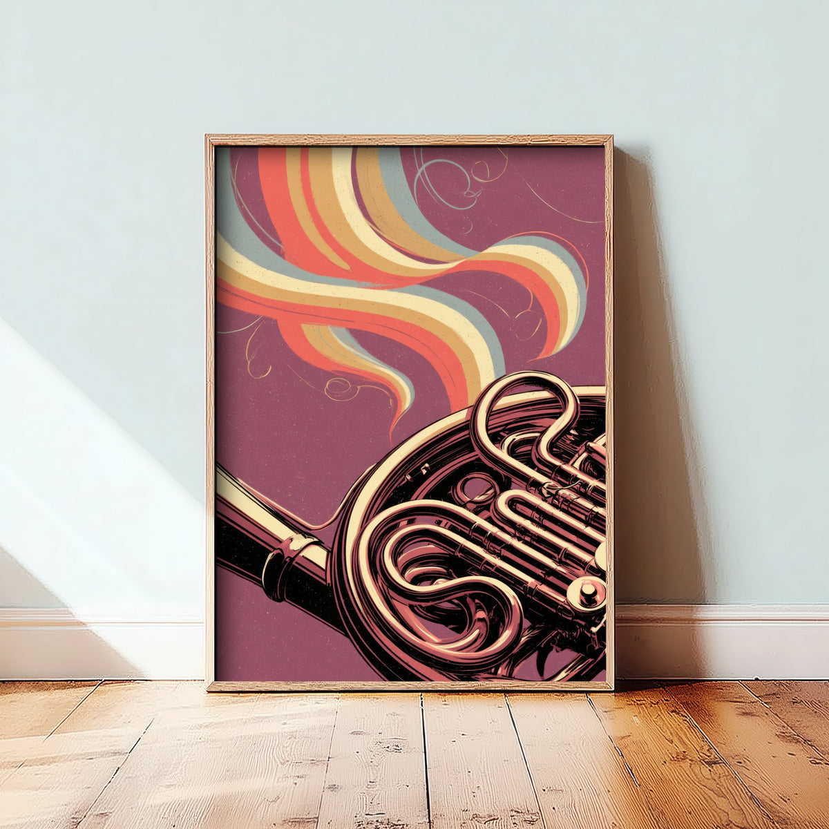 French Horn Coils Art Print - Brass Tubing Close Up Poster - Rose Copper Music Illustration 3/3