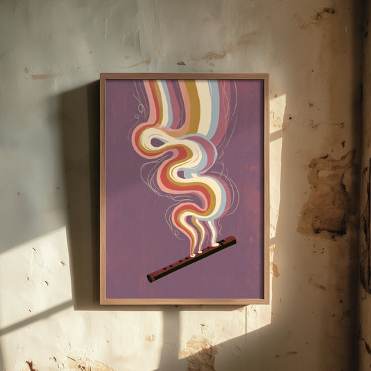 Tin Whistle Art Print - Penny Whistle Celtic Folk Poster - Plum Rainbow Music Illustration 3/3