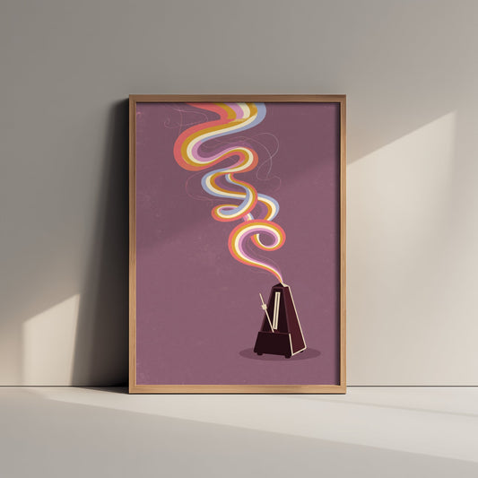Metronome Art Print - Rainbow Spiral Music Poster - 1970s Tempo Illustration 3/3