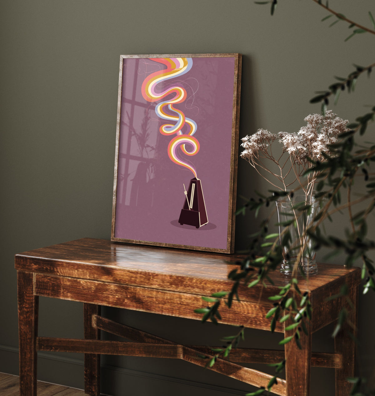 Metronome Art Print - Rainbow Spiral Music Poster - 1970s Tempo Illustration 3/3