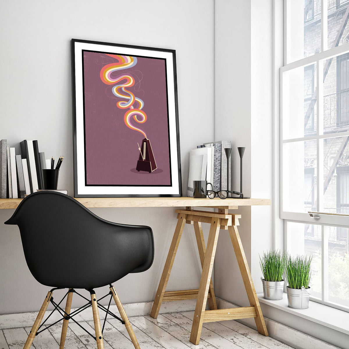 Metronome Art Print - Rainbow Spiral Music Poster - 1970s Tempo Illustration 3/3