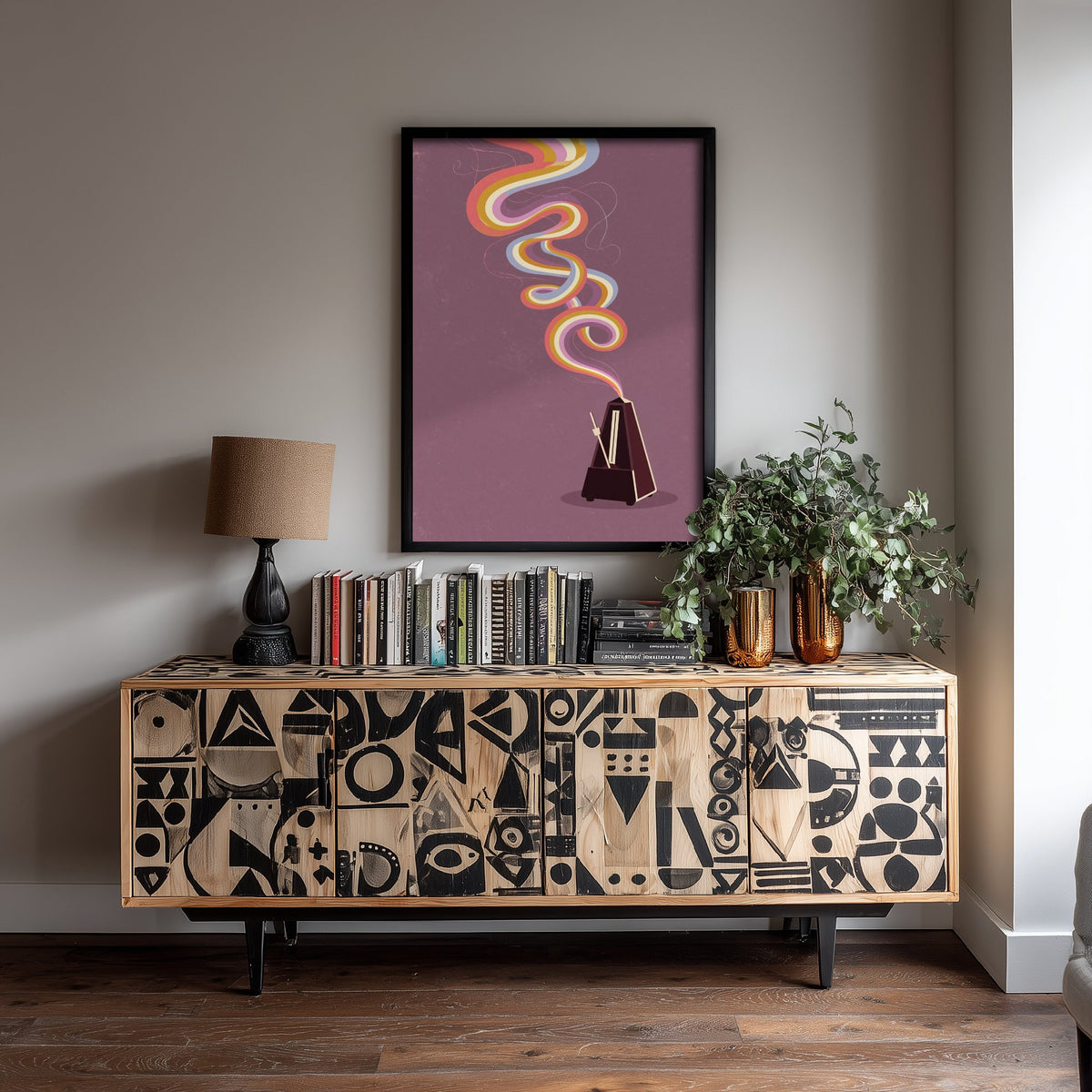 Metronome Art Print - Rainbow Spiral Music Poster - 1970s Tempo Illustration 3/3