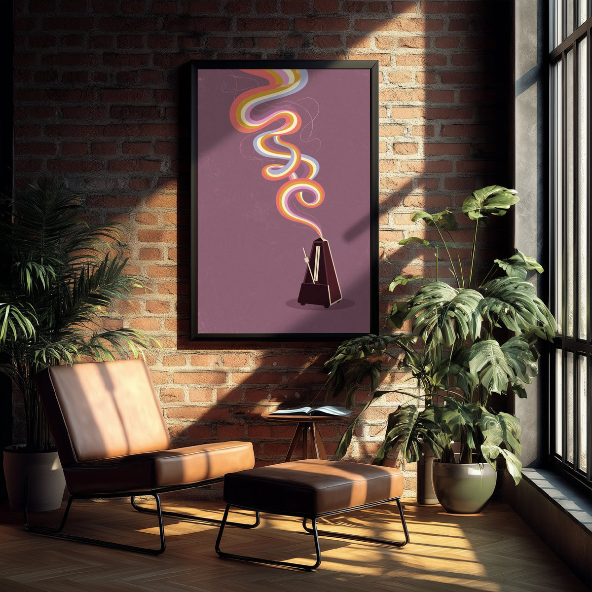 Metronome Art Print - Rainbow Spiral Music Poster - 1970s Tempo Illustration 3/3