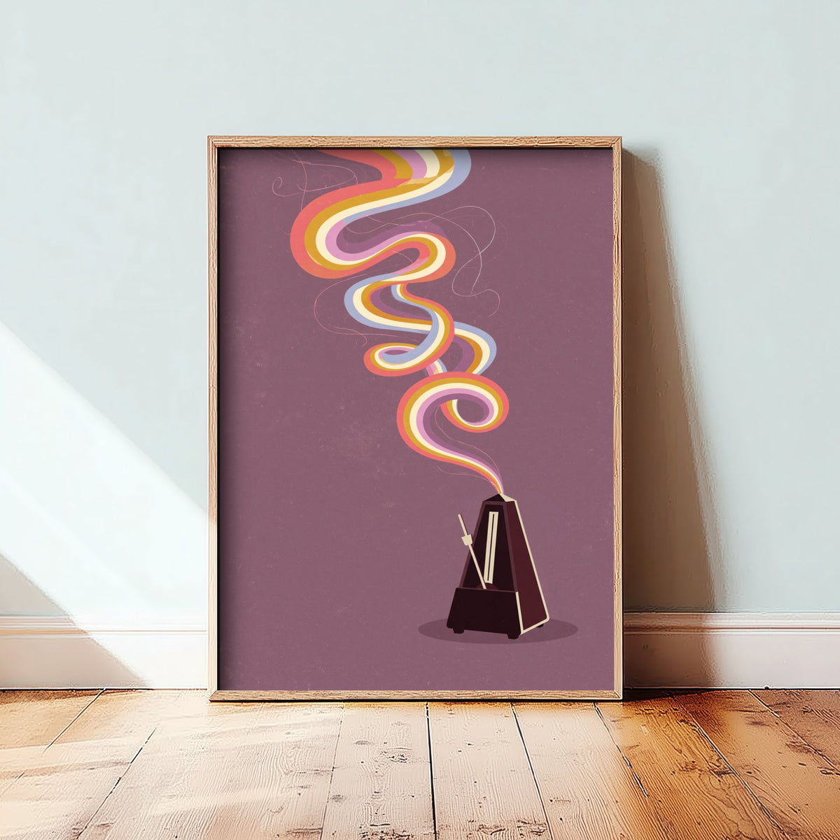 Metronome Art Print - Rainbow Spiral Music Poster - 1970s Tempo Illustration 3/3