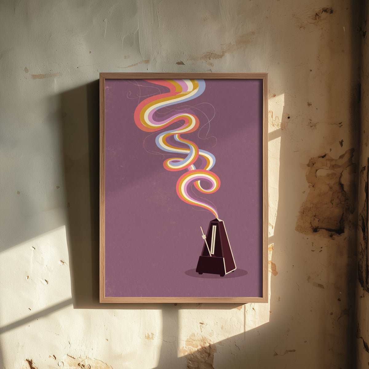 Metronome Art Print - Rainbow Spiral Music Poster - 1970s Tempo Illustration 3/3