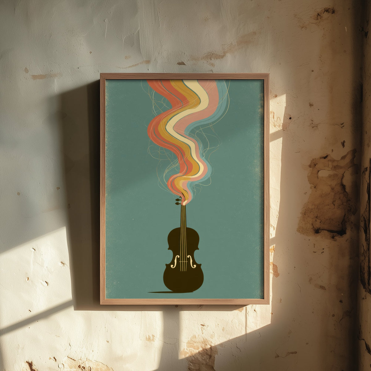 Violin Art Print - Rainbow Fiddle Poster - Retro Classical Music Illustration 2/3