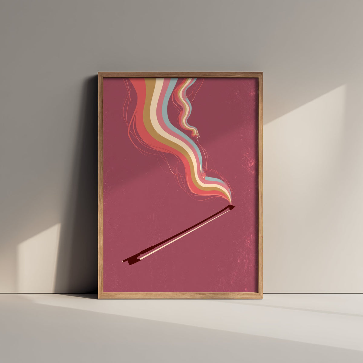 Violin Bow Art Print - Raspberry Rainbow Music Poster - 1970s String Player Illustration 3/3